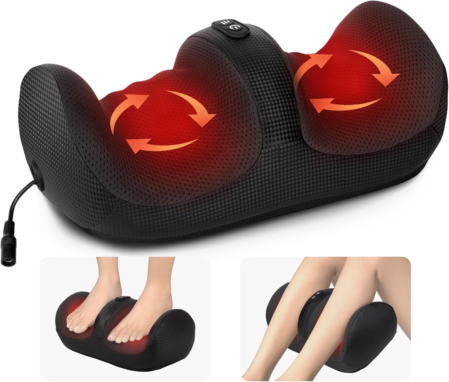 Medcursor Foot Massager with Heat – Foot and Calf Massager with Massage Roller, Deep Massage for Plantar Fasciitis, Pain Relief, Neuropathy, Relax for Home or Office Use (Not Cordless)