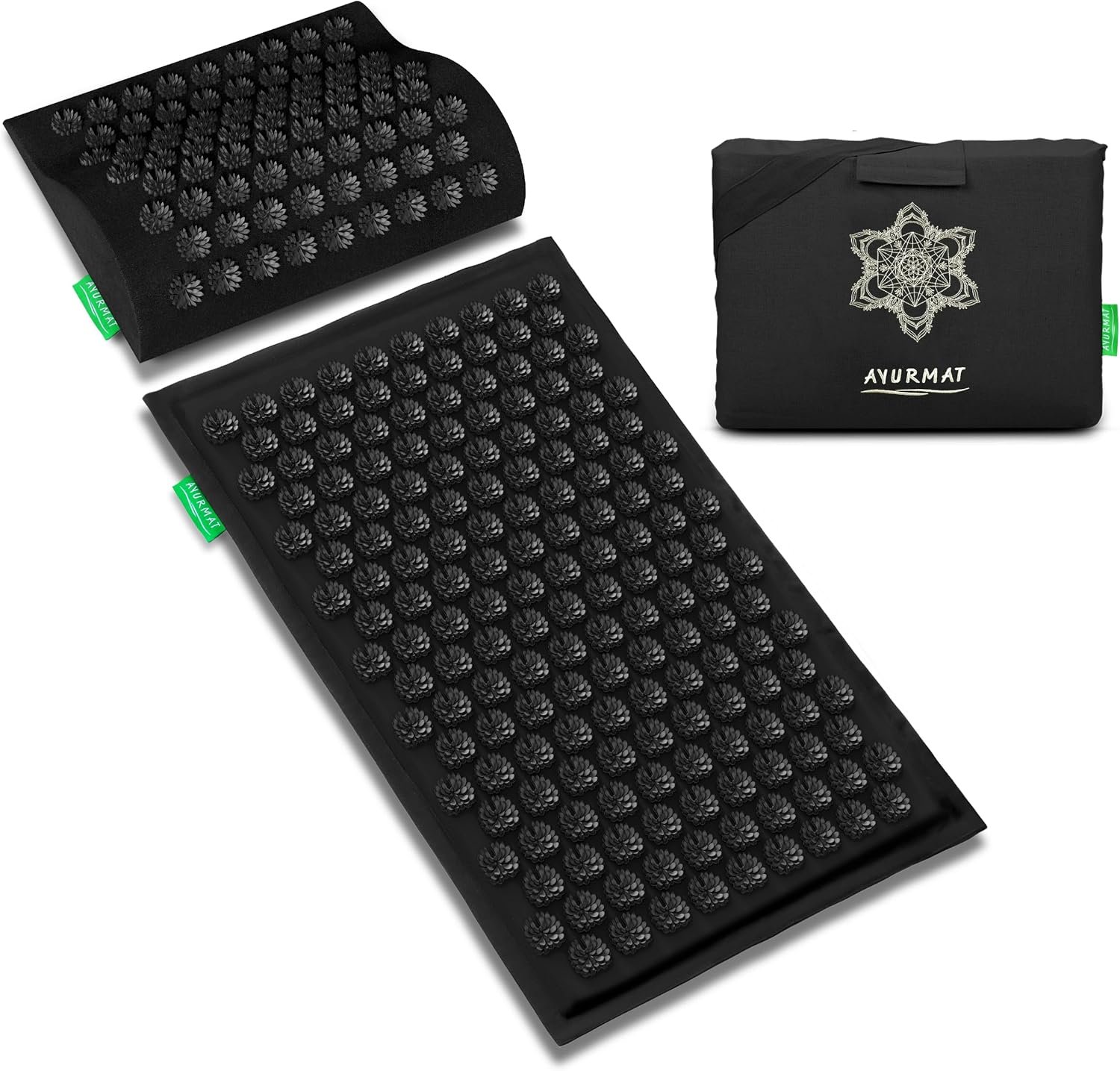 Premium Acupressure Mat and Pillow Set – Natural Eco-Friendly Linen & Coconut Fiber,Ergonomic Design,Relieves Stress & Tension,with Carrying Bag,Full Body Pro Set