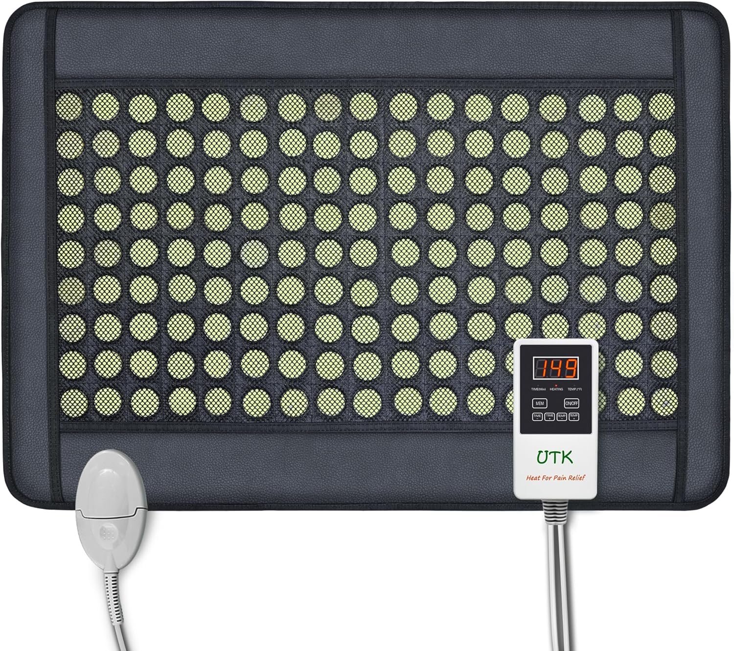 UTK Upgrade Far Infrared Heating Pad for Back, 5X Deeper Pain Relief Pure Jade Heating Pad with 153 Natural Jades, Hotter to 149℉, Weighted Electric Mat with Larger Heat Area, 4H Auto-Off, 31″x 21″