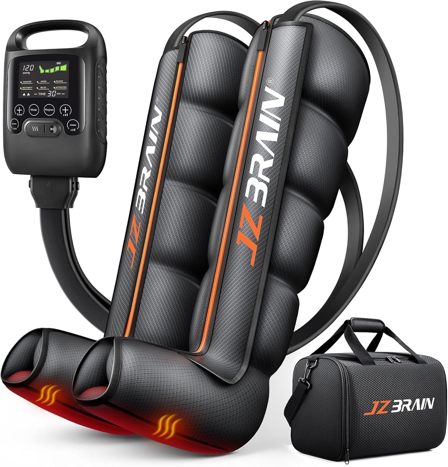 JZBRAIN Professional Air Compression Boots, Sequential Leg Compression Massager for Circulation, Cordless Rechargeable Recovery System for Massage Therapy, 6 Modes, 8 Intensity (Large)