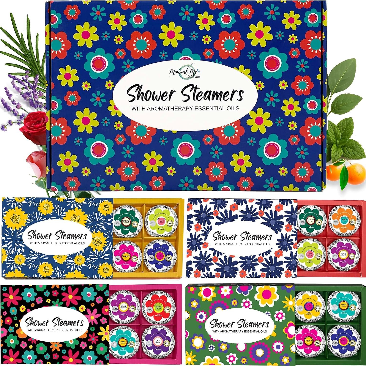 Shower Steamers for Women Gift Set, 24pc Shower Bombs Aromatherapy Gift Set w/Organic Essential Oils. Shower Melts, Bath Bombs for Shower, Birthday Gifts, Individually Wrapped & 4 Boxes of Pack of 6