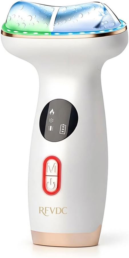 Cold Heated Electric Gua Sha, Facial Neck Lymphatic Drainage Sculpting Tool, Cooling Depuffing Wand for Puffy Face, 7-in-1 LED Red Light Face Massager for Lifting, Contouring, Firming