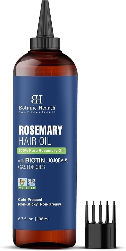 Botanic Hearth Hair Oil for Hair Growth | Rosemary Oil for Hair Growth with Biotin, Castor & Jojoba | Hair Relaxers & Dry Scalp Treatment | Color Safe | All Hair Types | 6.7 Fl Oz