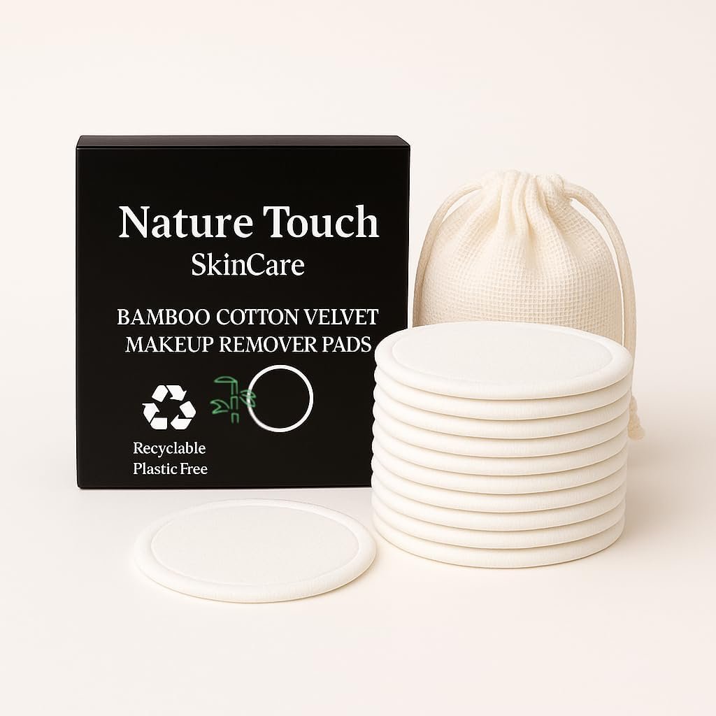 Eco-Friendly Reusable Makeup Remover Pads – 12 Bamboo Cotton Rounds with Mesh Laundry Bag – Soft Washable Facial Pads for Sensitive Skin – Zero Waste Skincare Essentials