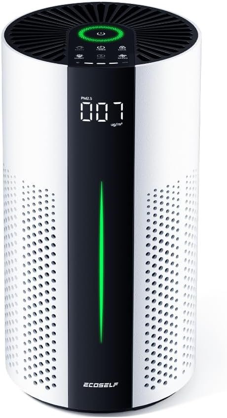 ECOSELF Air Purifiers for Home Large, Air Purifiers for Bedroom 360° Air Intake with Smart Auto Mode, HEPA Air Purifier, Air Cleaner for Smoke