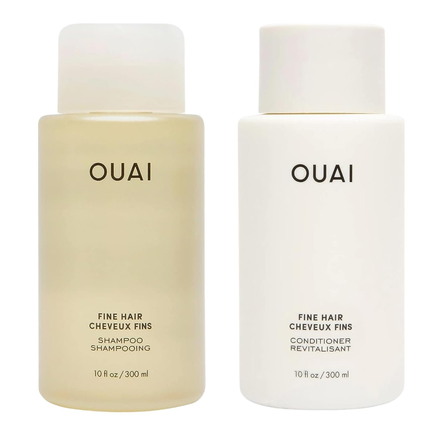 OUAI Fine Shampoo and Conditioner Set – Sulfate Free Shampoo and Conditioner for Women & Men – Made with Keratin, Marshmallow Root, Shea Butter & Avocado Oil – Free of Parabens & Phthalates (10 Fl Oz)