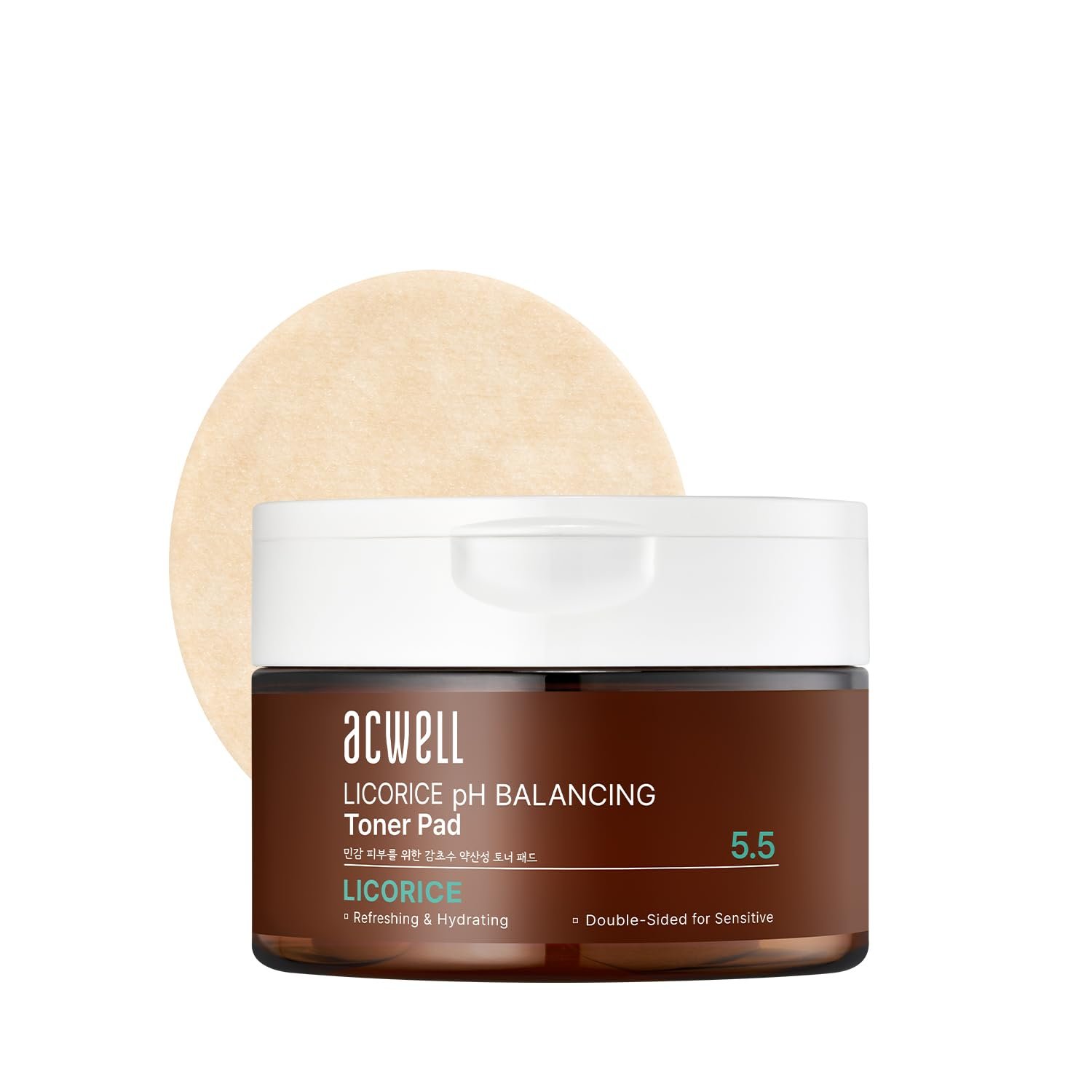 ACWELL Licorice pH Balancing Toner Pads – Vegan Dual-Sided Cotton Pads for Sensitive and Acne-Prone Skin, Dark Spot Brightening & Pore Care, 70 Pads (5.41 fl oz.)
