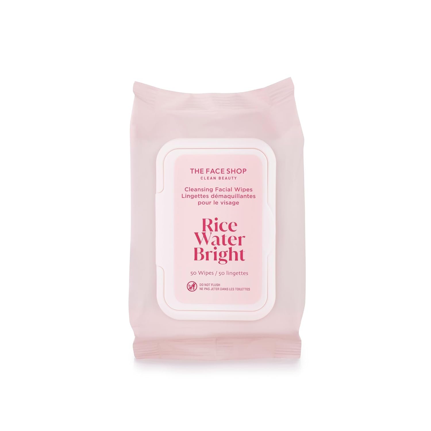 THE FACE SHOP Rice Water Bright Makeup Remover Wipes for Face, Moisturizing, Infused with Rice Extract, Disposable Cleansing Facial Wipes, 50 Count