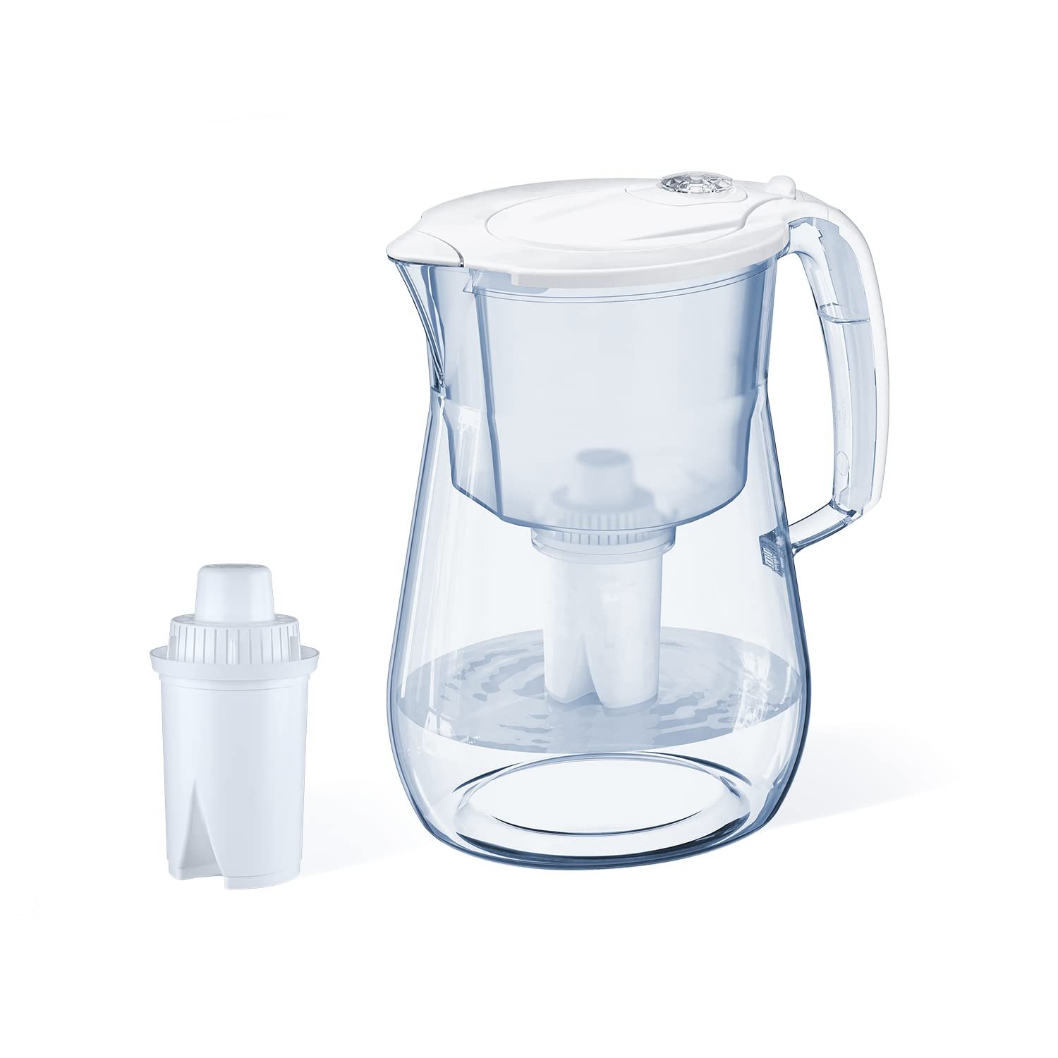 AQUAPHOR 12 Cup Opal Water Filter Pitcher with 1 x B15 Filter | Reduces Chlorine & Heavy Metals | Fast Flow Water Filtration | BPA-Free & Dishwasher Safe | Improved & Filtered Water | White