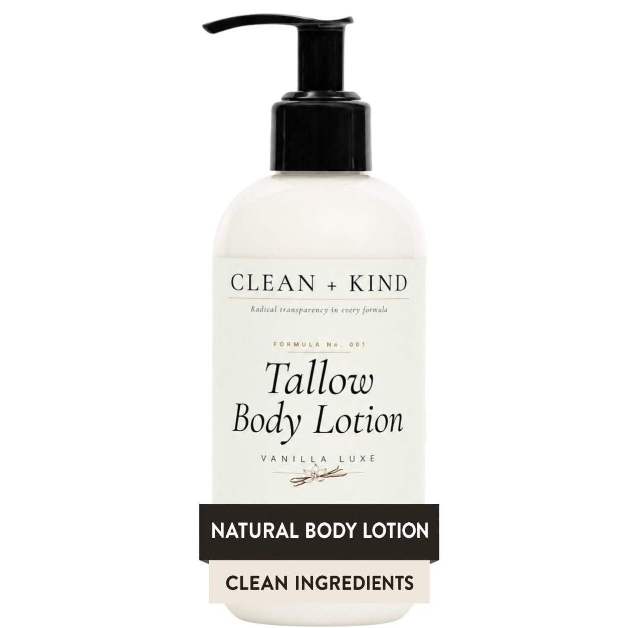 Vanilla Tallow Body Lotion — Hydrating Non-Toxic Natural Body Moisturizer & Cream, Grass-Fed Beef, Organic Shea, Jojoba, Coconut MCT & Aloe for Dry Sensitive Skin (8 oz)