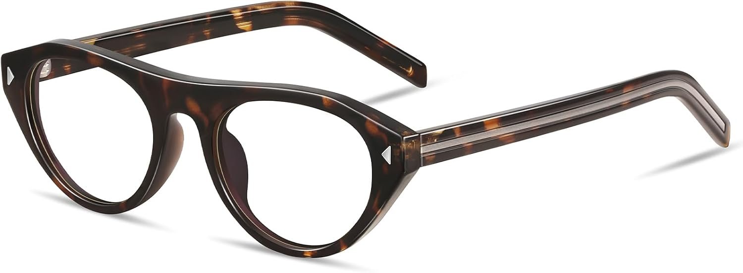 Oval Blue Light Blocking Glasses for Women Retro Cat Eye 90s Glasses Computer TV Eyeglasses Anti Eyestrain