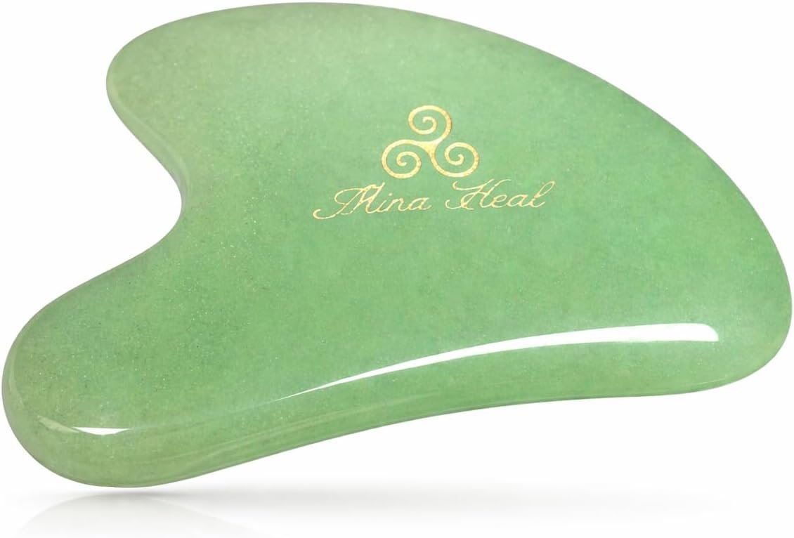 Jade Gua Sha Facial Tool – Guasha Face Massage Tool Lymphatic Drainage Massager, Face Sculpting Tool for Facial Lifting & Tightening, Anti-Wrinkles, Anti-Aging & Skin Rejuvenation (Heart Shape)