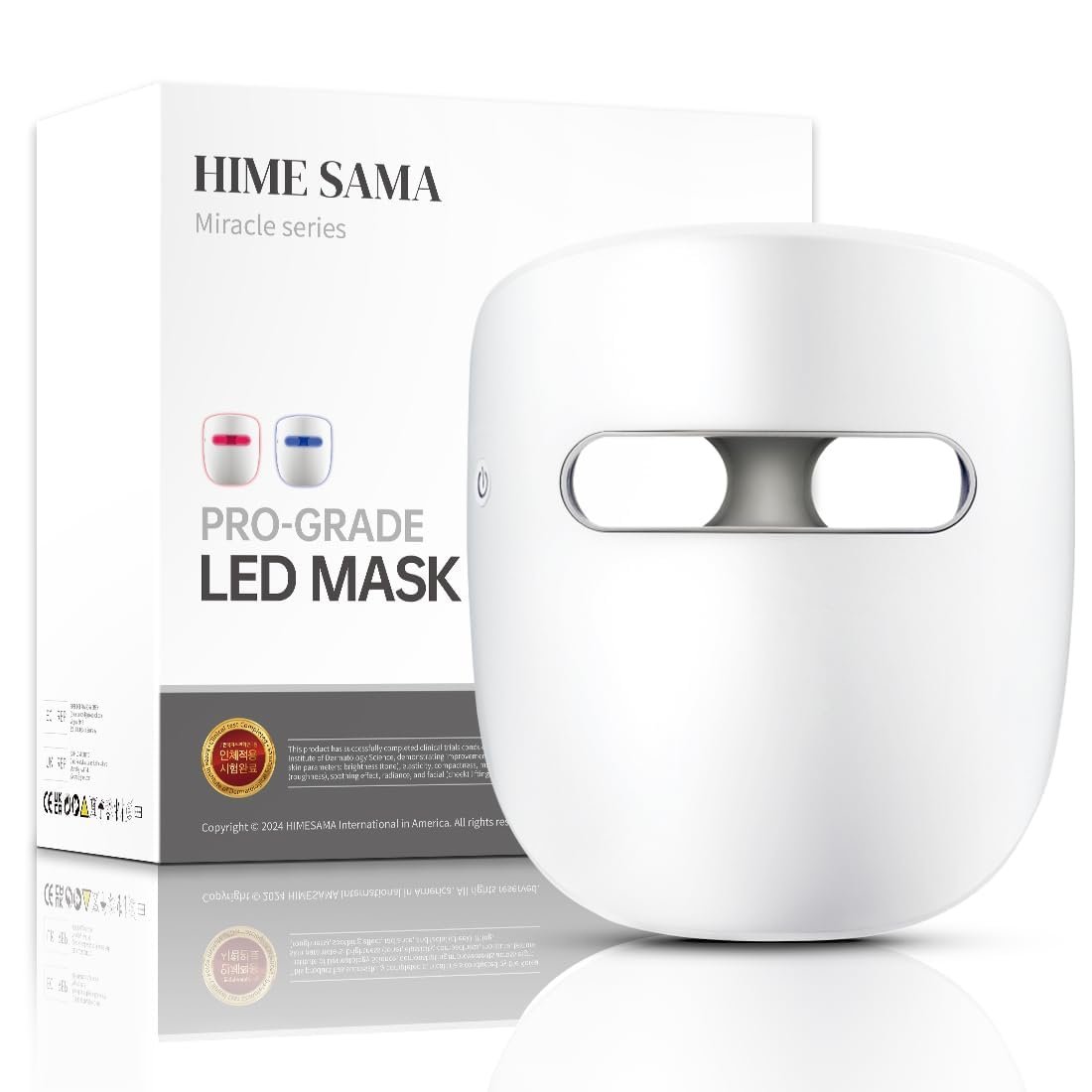 HIME SAMA LED Face Mask, 8 Color LED Mask for Face Skin Care, FSA,HSA Eligible, Red Light Mask for Face, Infrared, Red & Blue Light Mask, Wrinkle Reduction, Wireless. (Miracle ACE RB-081)