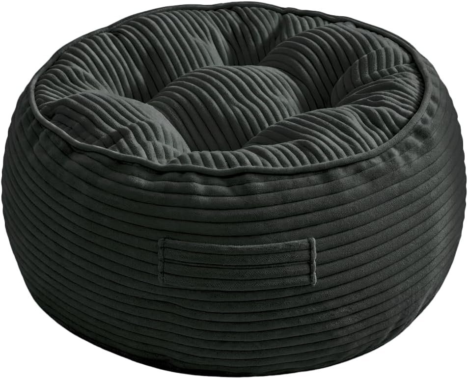 11″ Washable Round Floor Pillow for Adults Thick Meditation Cushion for Sitting Large Yoga Pillows on Floor Ottoman to Elevate Leg for Tatami Living Room, 22×22 Inch, Dark Gray