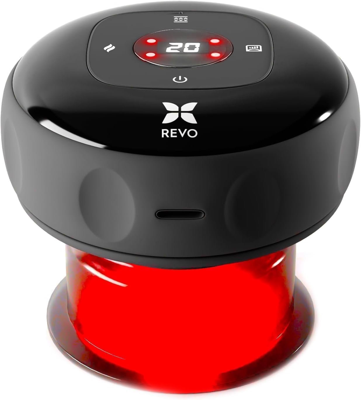 REVO The Original 4-in-1 Smart Cupping Massager with LED Light, Heat, Dynamic Suction & Vibration Massage, Portable Cordless Rechargeable Cupping Device for Body- 1 Pack