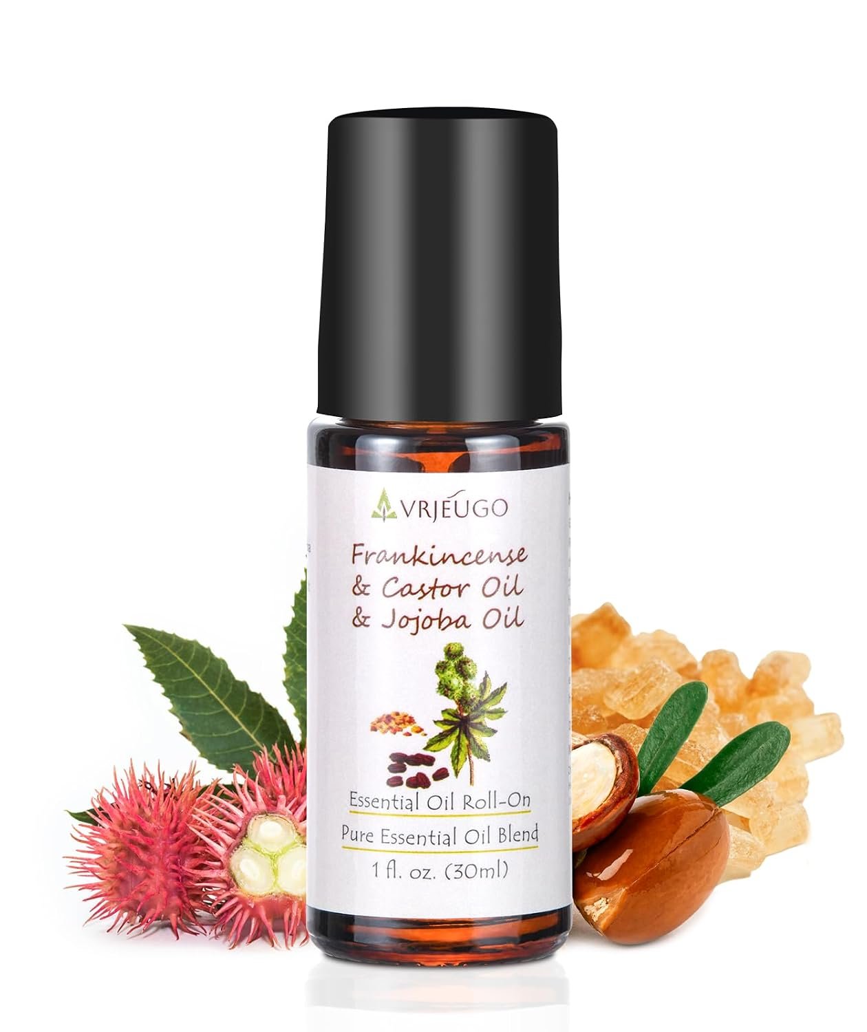 Organic Frankincense, Castor & Jojoba Oil Roll-On – 3-in-1 Blend 100% Pure Essential Oil Blend for Face & Body | Nourishing & Hydrating Body Firming Rollerball 30ML