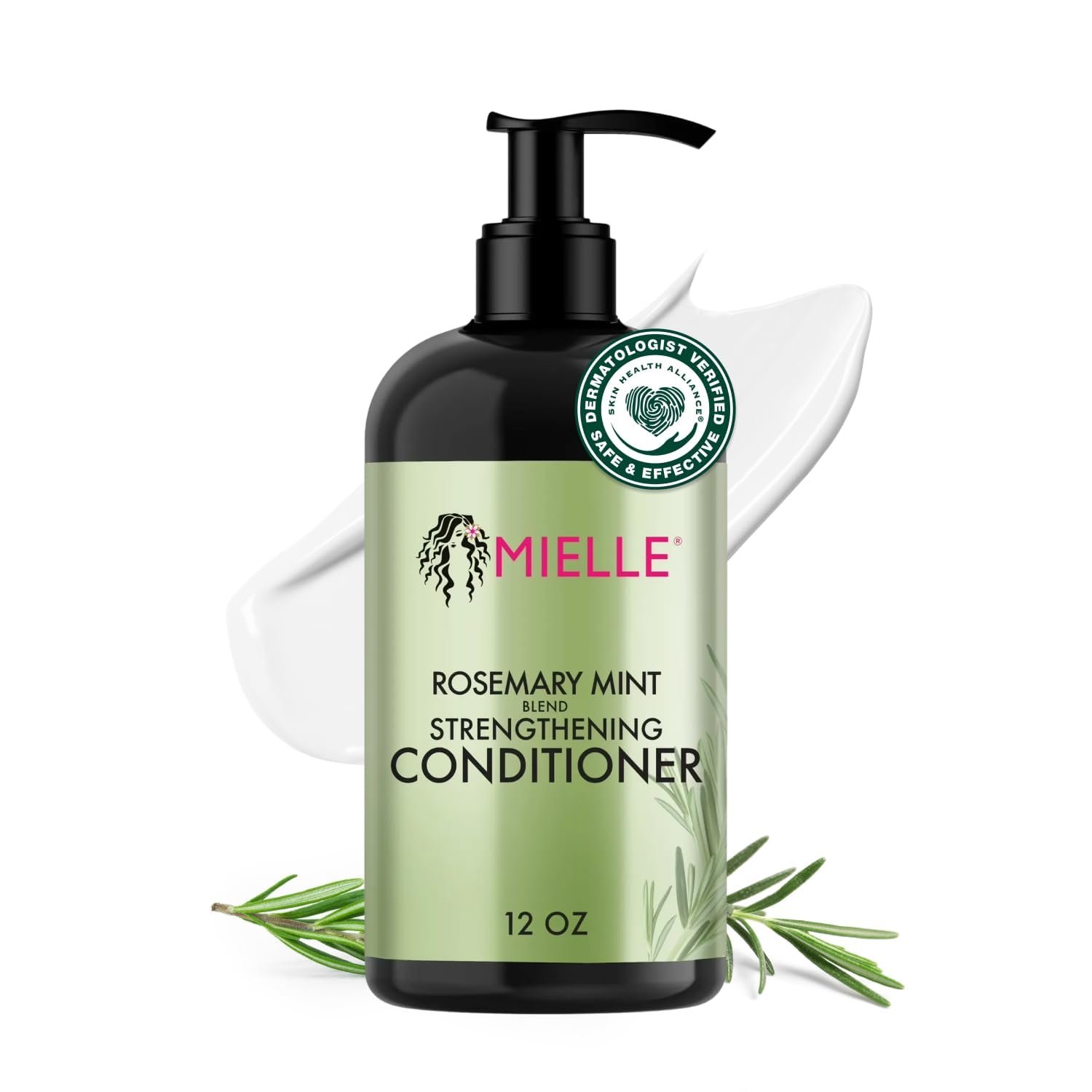 Mielle Organics Rosemary Mint Strengthening Hair Conditioner for Women & Men – Biotin Infused Detangling & Hydrating Conditioner to Increase Manageability & Support Longer, Healthier Strands, 12 oz