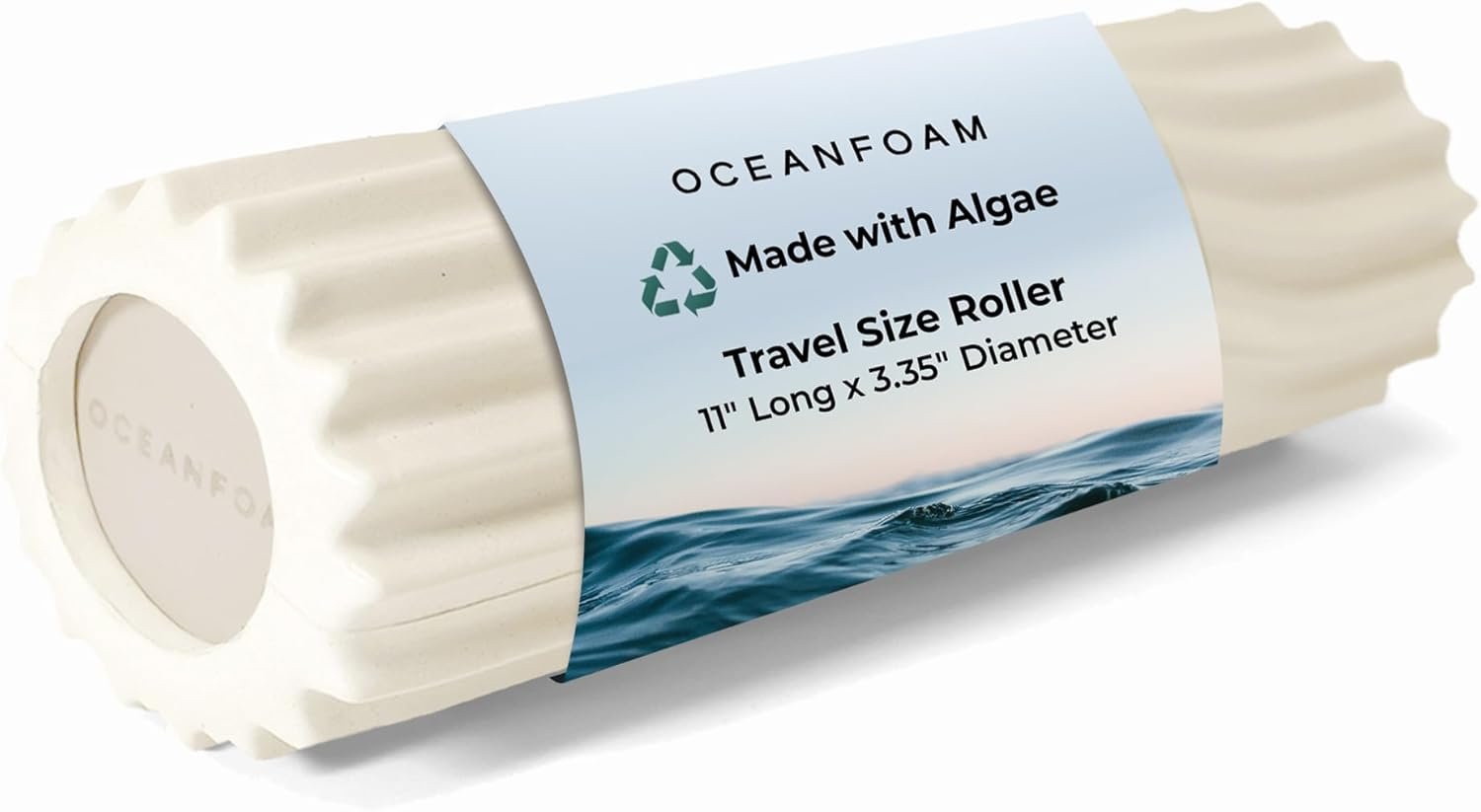 Oceanfoam Ripple Travel Foam Roller (11″ x 3.35″) Firm Mini Foam Roller for Physical Therapy, Deep Tissue Massage, Back Pain – High Density, Ergonomic Wave Textured – Yoga, Pilates, Exercise (Natural)
