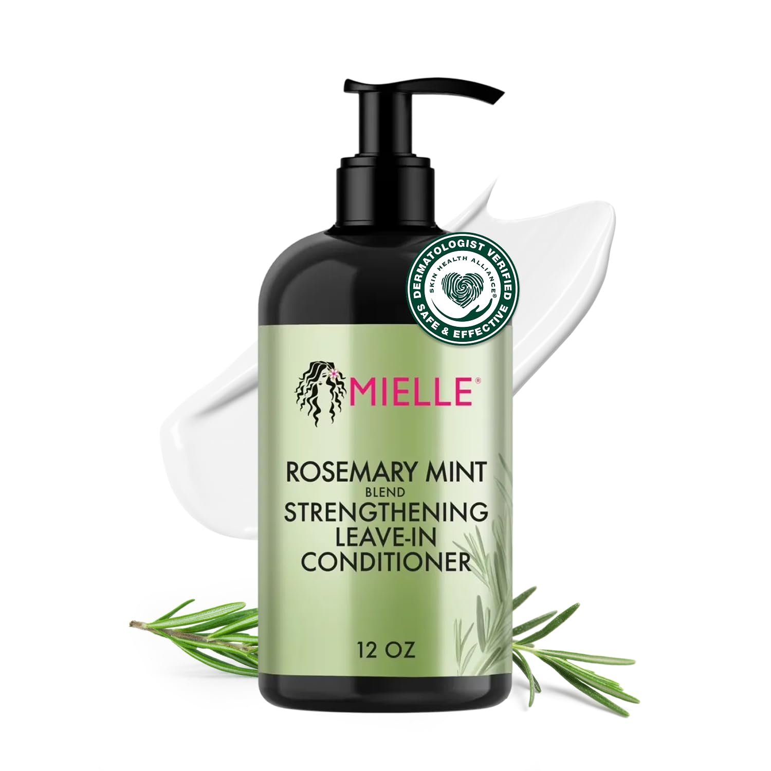 Mielle Organics Rosemary Mint Strengthening Leave In Conditioner for Curly Hair – Hydrating Hair Moisturizer Infused with Biotin to Soften, Protect & Boost Shine (12 Oz)