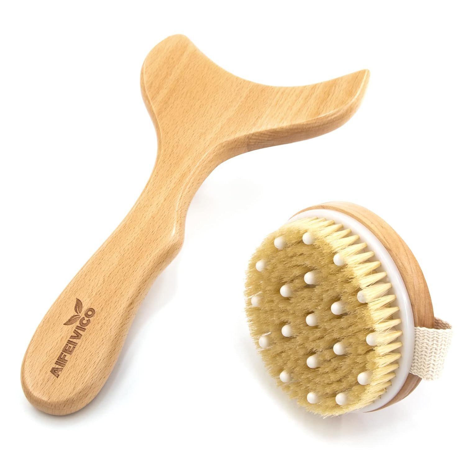 Lymphatic Drainage Paddle & Dry Brushing Body Brush, Wood Body Gua Sha Tool with Dry Skin Brush, Lymphatic Massage Paddle for Anti Cellulite – Body Shaping Contouring Sculpting