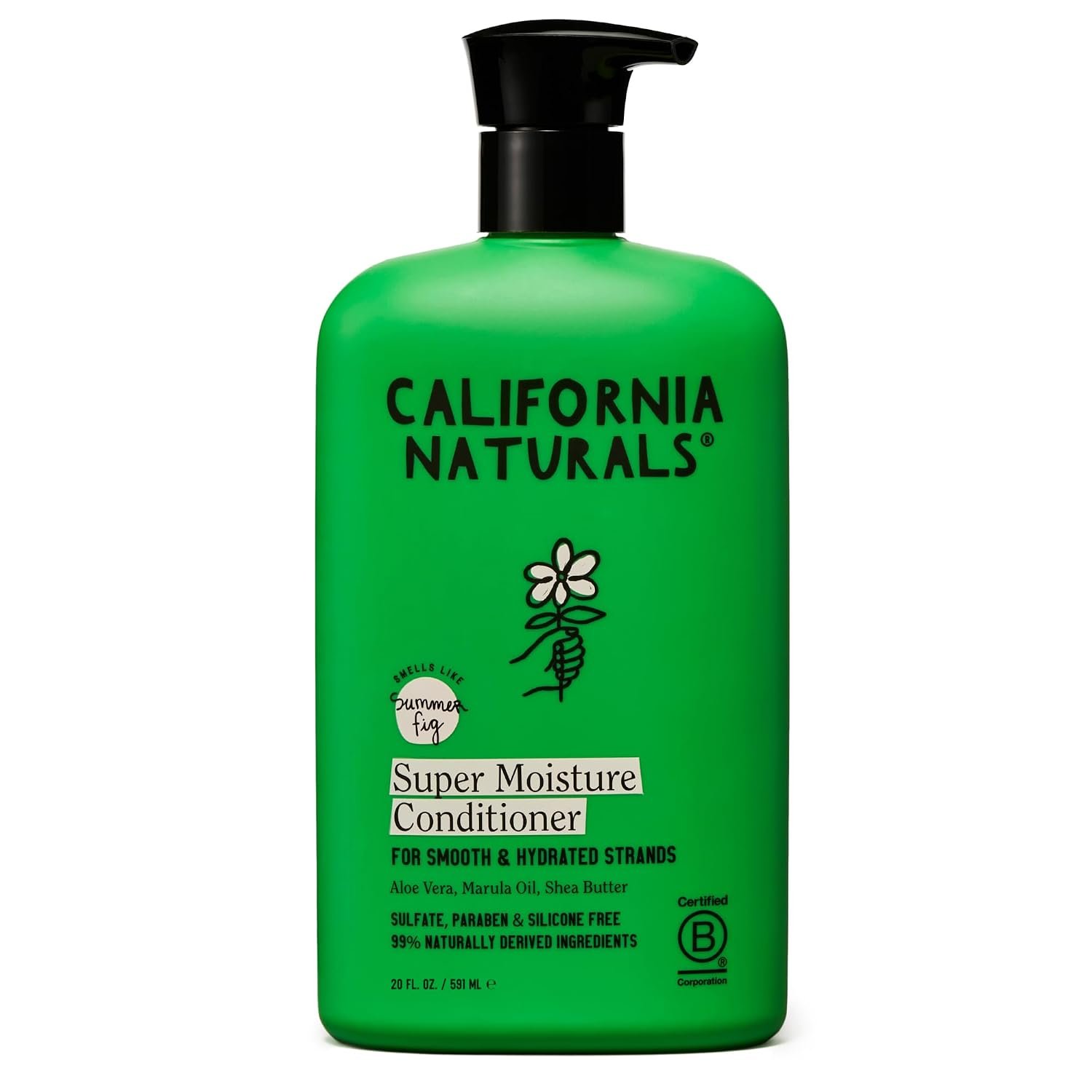California Naturals Summer Fig Super Moisture Conditioner for Damaged Dry Hair, Hydrating Scalp & Hair Care for Women & Men, Natural, Vegan, Cruelty, Paraben & Sulfate Free, Color Safe, 20 fl oz