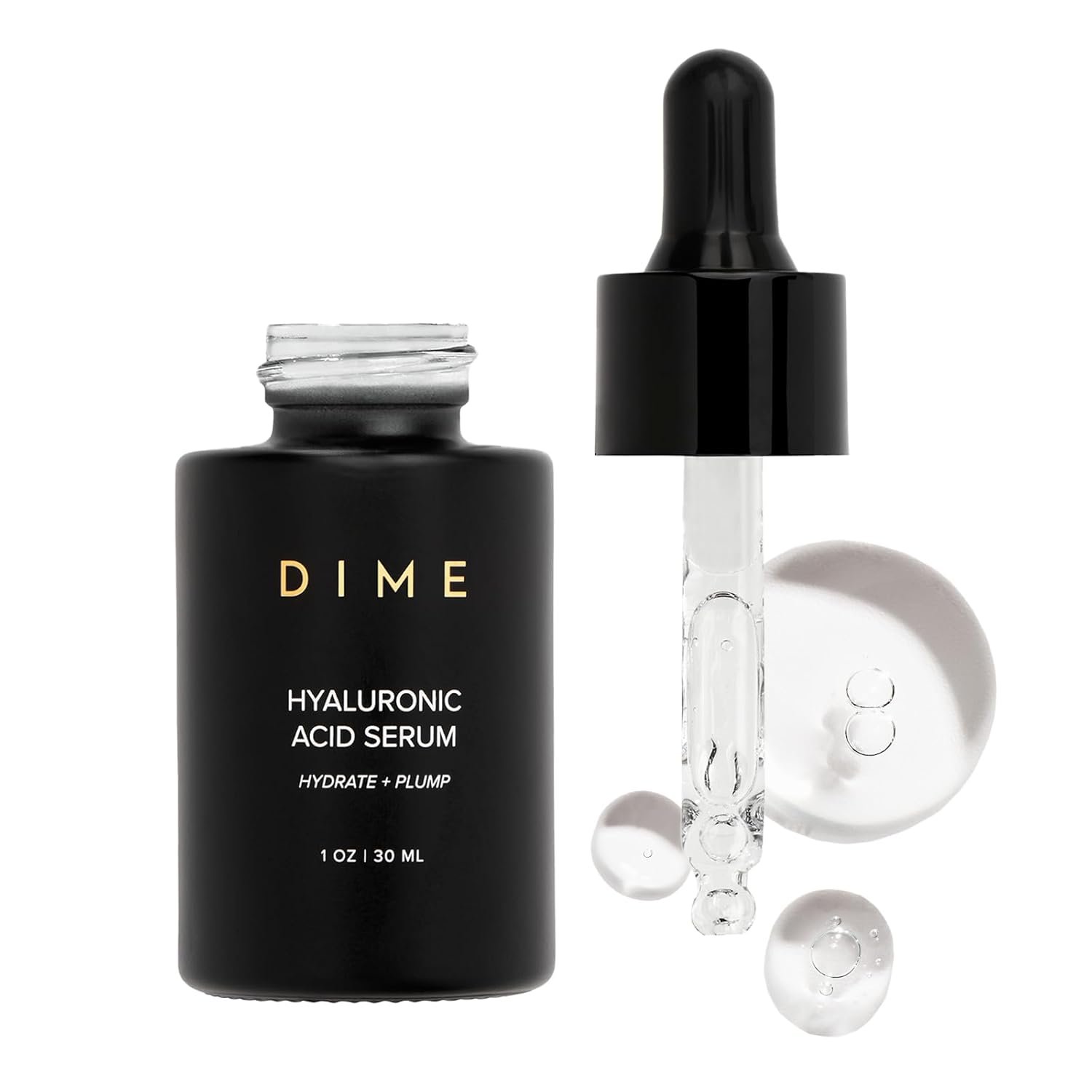 DIME Beauty Hyaluronic Acid Serum – Ultra Hydrating Anti-Aging Face Serum for Dry Skin, Plumping and Smoothing Fine Lines, Lightweight, Vegan, Cruelty-Free Facial Serum, 1 oz / 30 ml