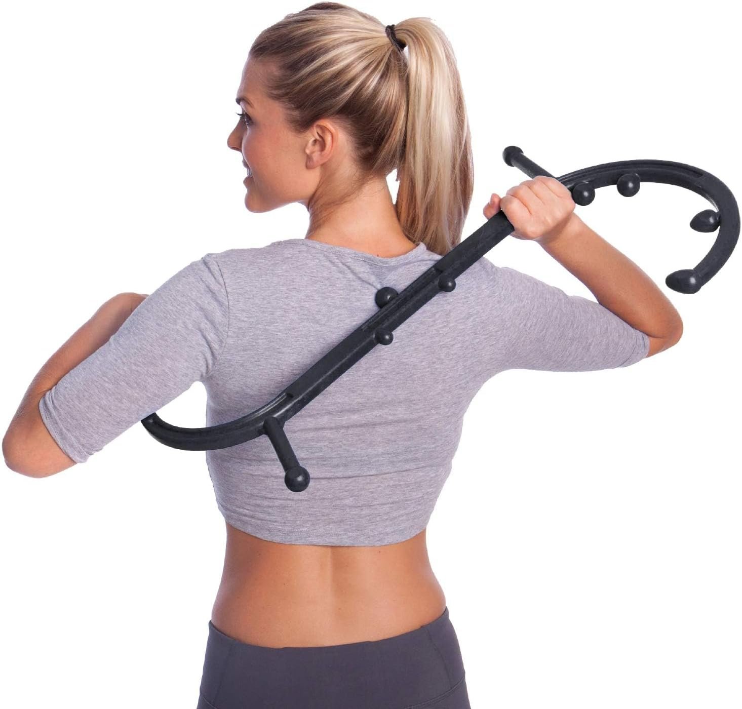 Body Back Buddy Classic USA Made FSA Eligible Handheld Massage Cane – Full Body Trigger Point Tool for Deep Tissue Pain Relief – Dual Hooks for Back, Shoulder, Neck – Manual Back Massager (2.0 Black)
