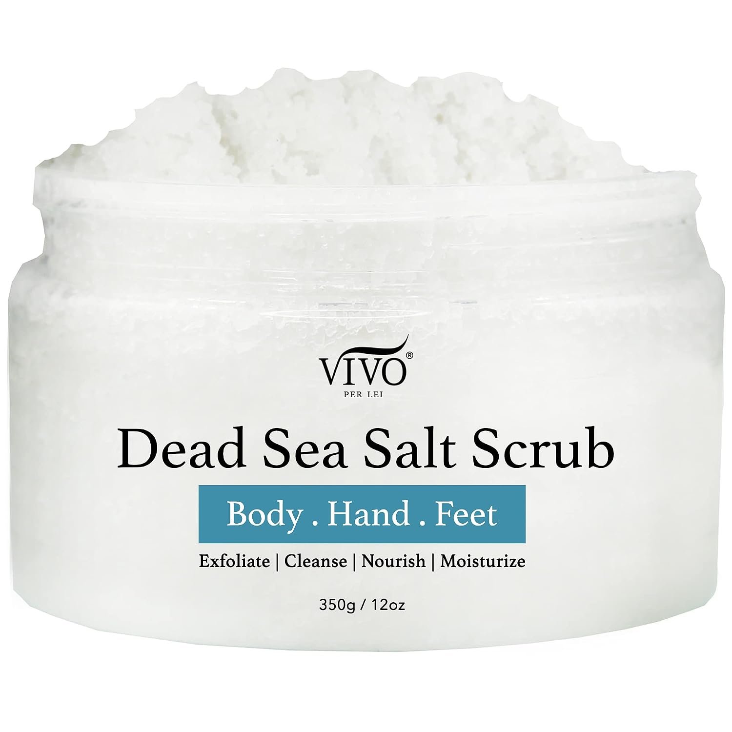 Vivo Per Lei Body Scrub – Exfoliating Body Scrub with Dead Sea Minerals – Dead Sea Salt Scrub for Hands & Legs – Body Exfoliant for a Supple Beach Body – 350 g/ 12.34 oz