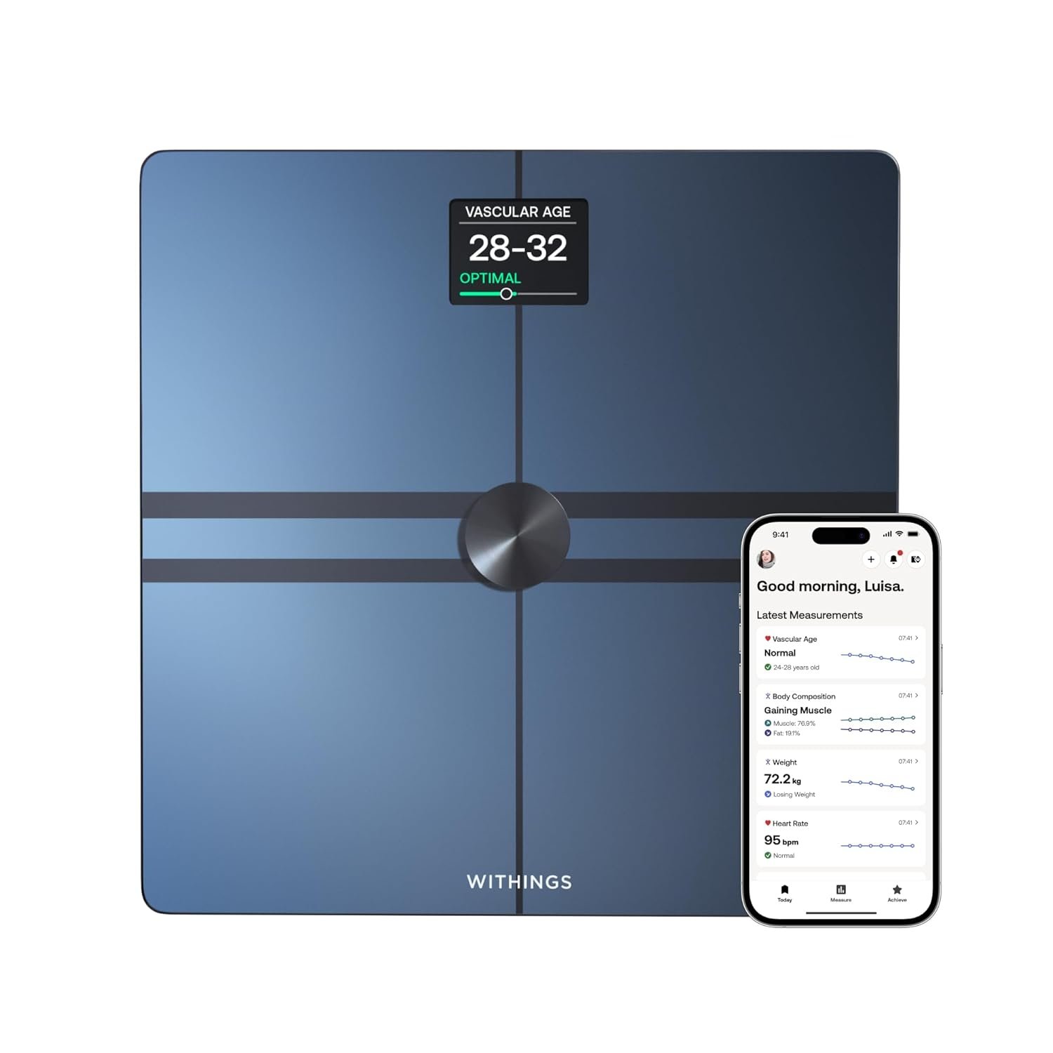 WITHINGS Body Comp – Scale for Body Weight and Complete Body Analysis, Wi-Fi & Bluetooth, Baby Digital Scale, Accurate Visceral Fat, Heart Health, Scales Compatible with Apple
