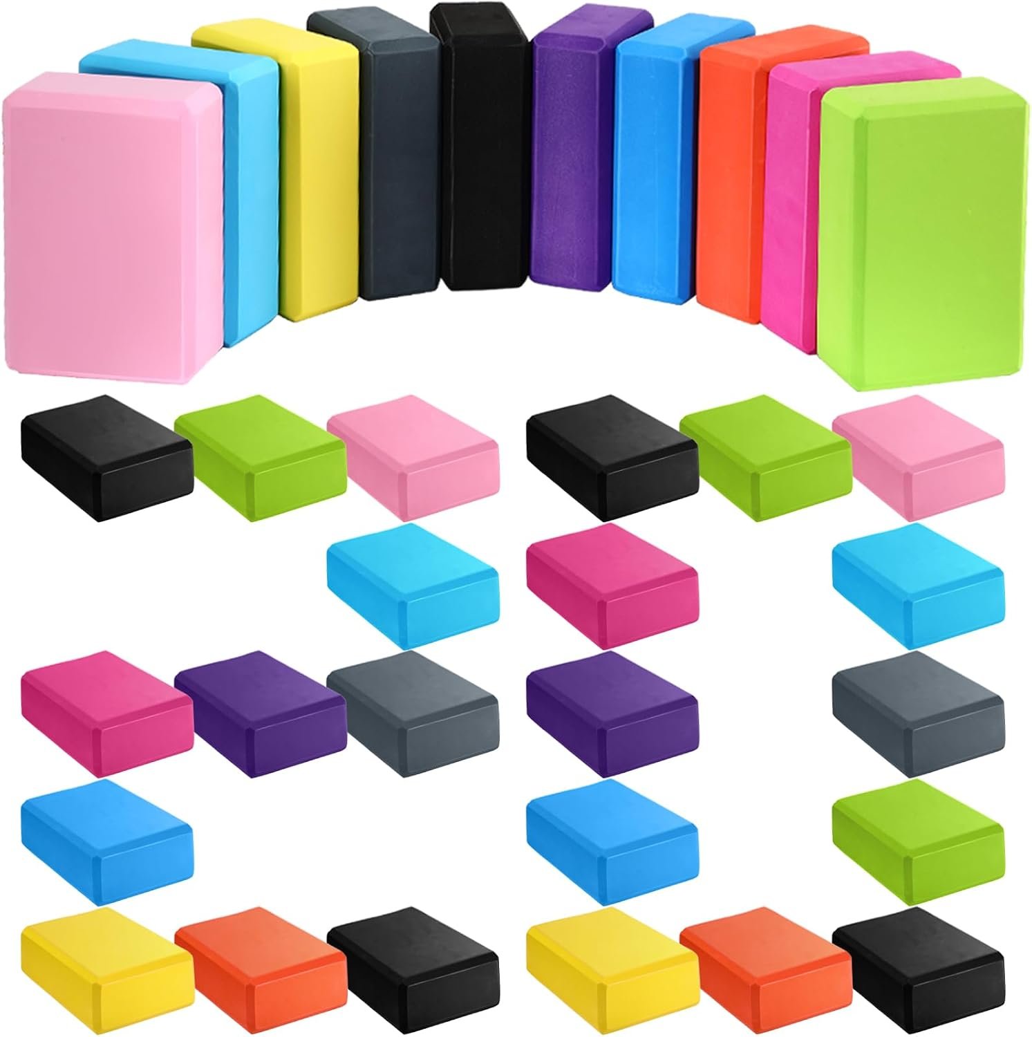 20 Pcs Foam EVA Yoga Blocks Lightweight Yoga Bricks Non Slip Supportive Foam Blocks Prop Accessories for, Pilates, Stretching and Meditation, Women Men Yogi Beginners (Multicolor)