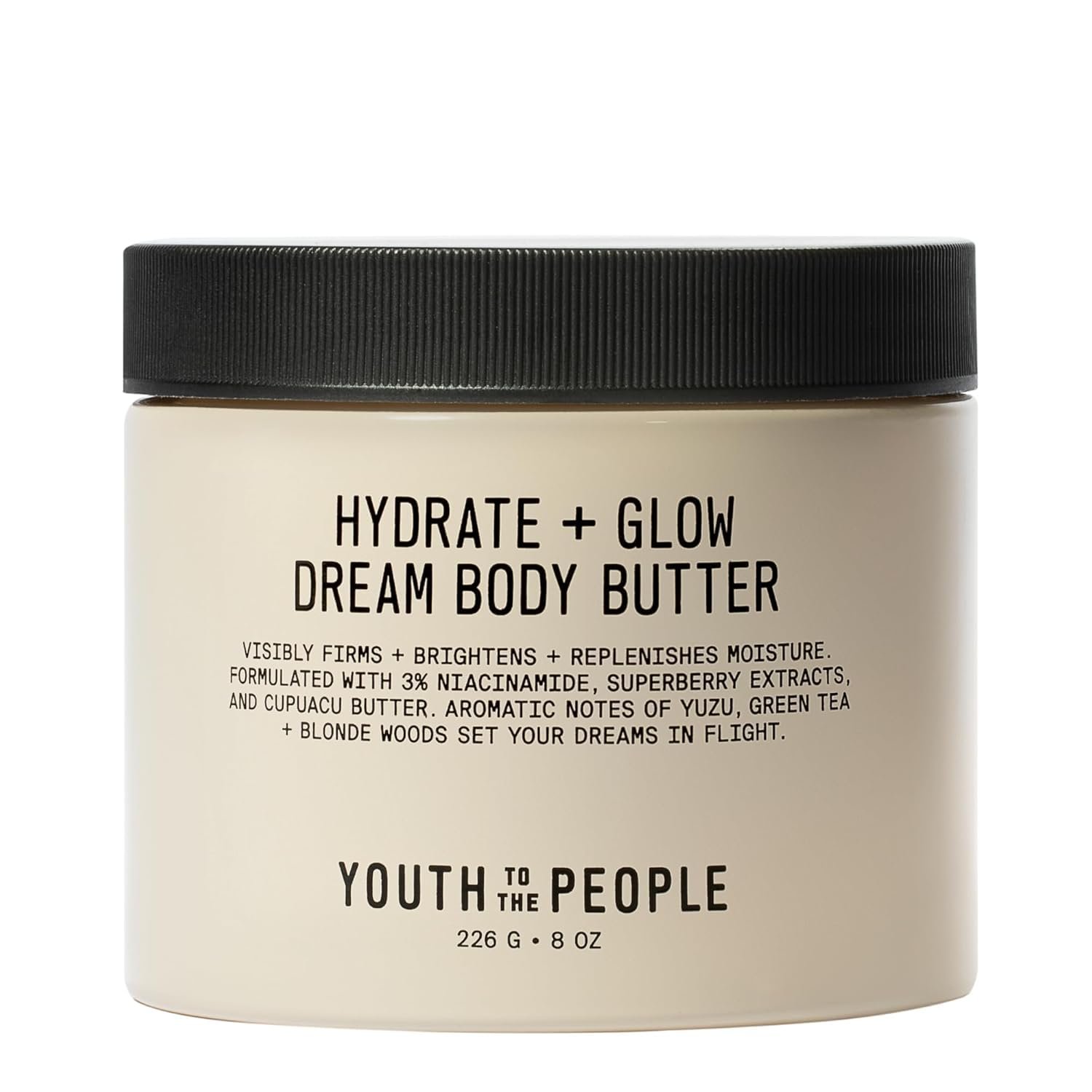 Youth To The People Superberry Hydrate + Glow Dream Body Butter – Brightens Skin Tone, 3% Niacinamide + Jojoba Oil, Shea + Cupuaçu Butters, Yuzu + Green Tea + Blonde Woods Scented Body Lotion, Vegan