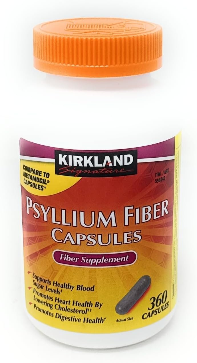 Fiber Capsules Kirkland Therapy for Regularity/Fiber Supplement, 360 capsules – Compare to the Active Ingredient in Metamucil Capsules