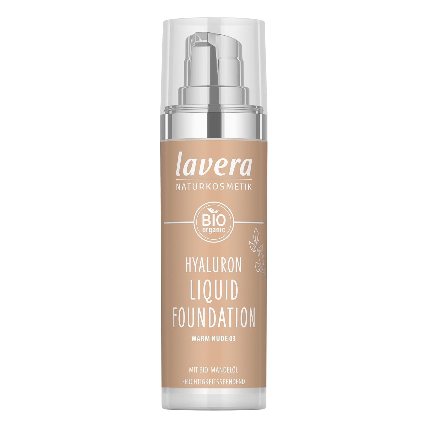 lavera Hyaluron Liquid Foundation – Warm Nude 03 – Foundation Make Up with Hyaluron & Almond Oil for a Flawless Complexion – Face Make Up – PETA Certified – Vegan – Made in Germany – 1 Fl Oz