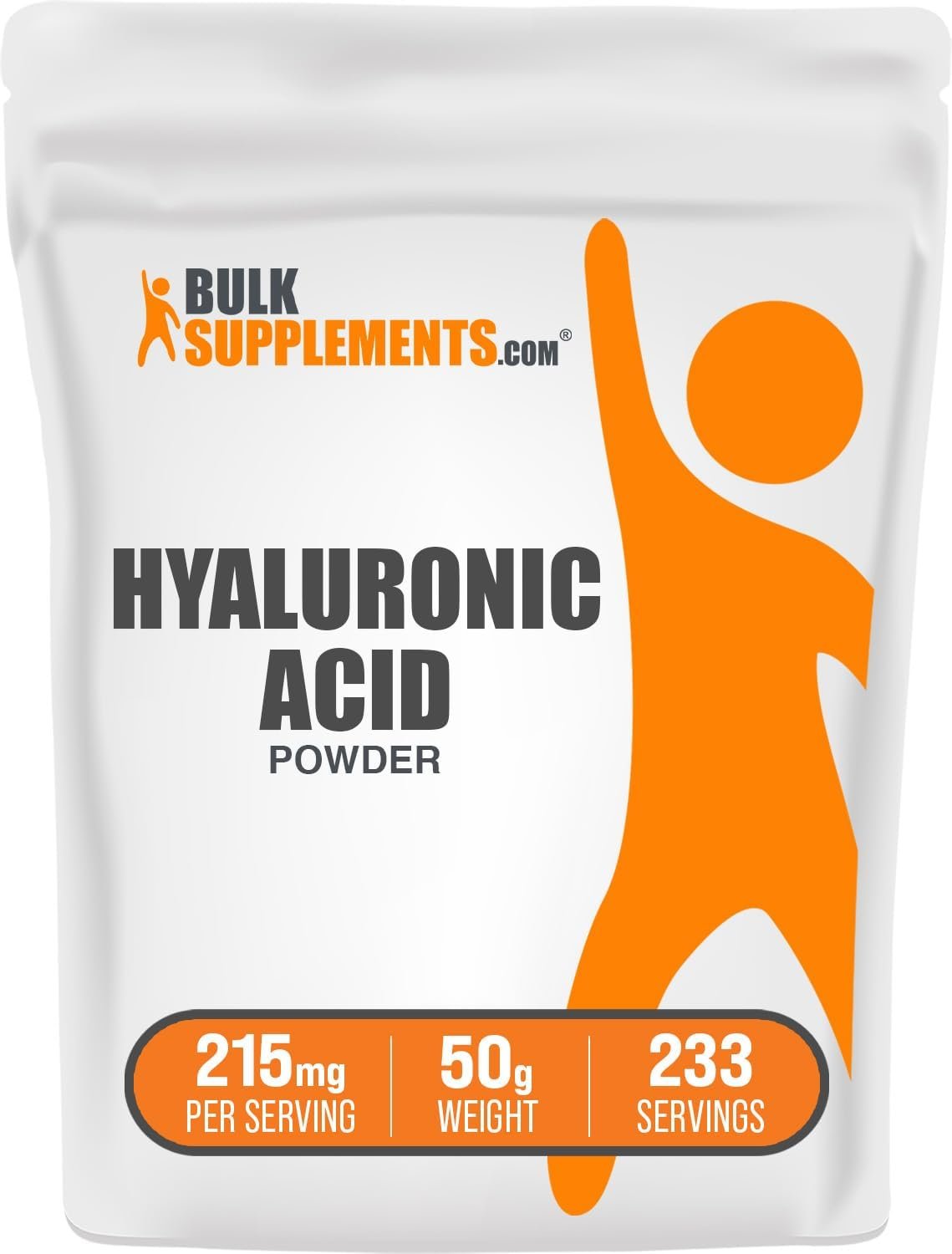 BulkSupplements.com Hyaluronic Acid Powder – as Sodium Hyaluronate, Hyaluronic Acid Supplements – Food Grade, Gluten Free – 215mg per Serving, 50g (1.8 oz) (Pack of 1)