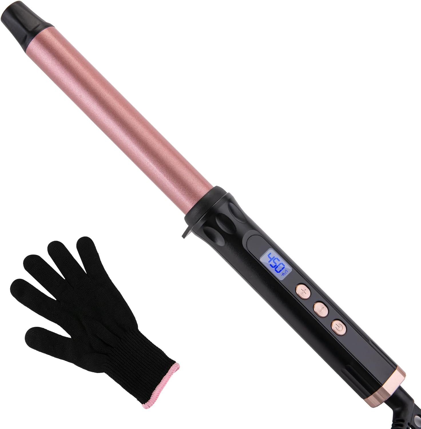 1 Inch Curling Wand, Ceramic Wand Curling Iron for Medium to Long Hair | Clamp-Free Design for Long-Lasting Waves & Curls, Adjustable Temperature, Dual Voltage, Professional Hair Curler with Glove
