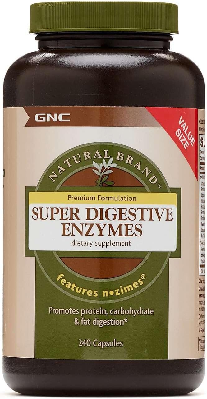 GNC Natural Brand Super Digestive Enzymes, Supports Protein, Carbohydrate and Fat Digestion, 240 Capsules