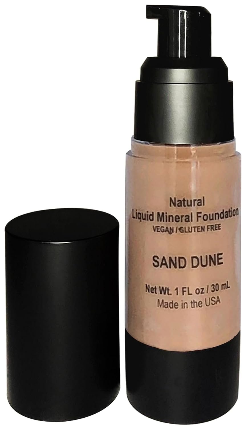 Mom’s Secret 100% Natural Foundation, Organic, Vegan, Aloe Based, Natural Sun Protection, Gluten Free, Cruelty Free, Made in the USA, 1FL Oz. (Sand Dune – A Medium Olive)