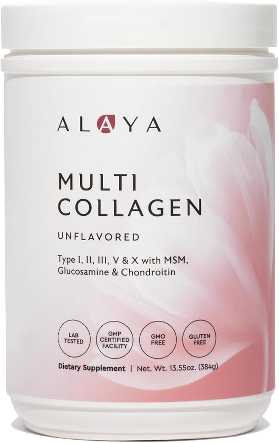 Alaya Multi Collagen Powder – Type I, II, III, V, X Hydrolyzed Collagen Peptides Protein Powder Supplement with MSM + GC (Unflavored) – NSF Certified – (40 Servings)