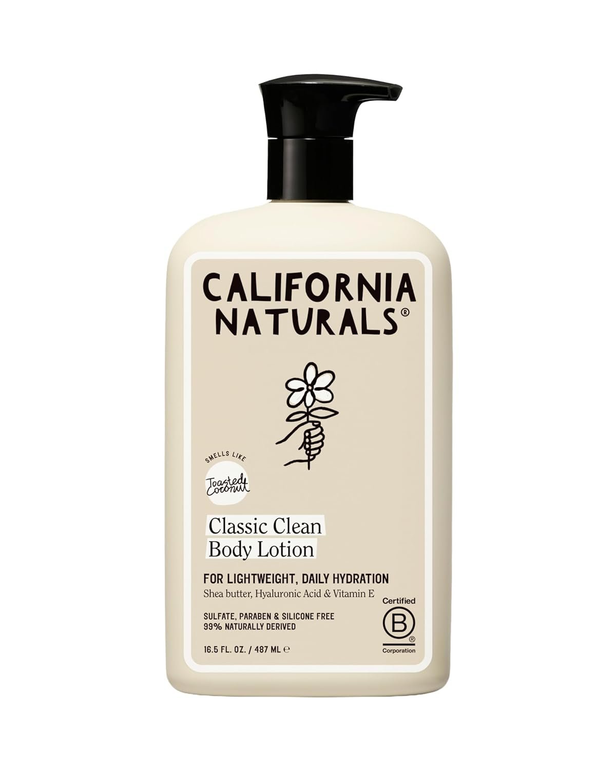 California Naturals Classic Clean Body Lotion for Dry Skin, Moisturizing, Lightweight with Shea Butter, Naturally Scented, Vegan, Sulfate, Paraben & Phthalate Free, Toasted Coconut, 16.5 oz
