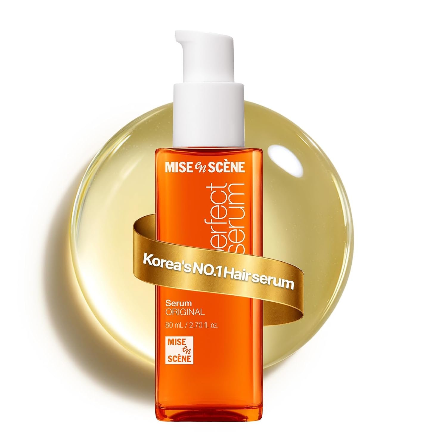 Mise En Scene Perfect Serum Original – Heat Protectant Hair Oil for Frizzy & Dry | Argan Oil | Visibly Smooths & Softens | Add Shine All Hair Types | Damage Repair | Fruity Floral Scent, 2.7 Fl Oz.