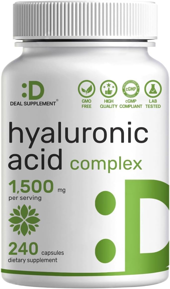 DEAL SUPPLEMENT Hyaluronic Acid Complex 1,500mg – 240 Capsules, with MSM & Vitamin C