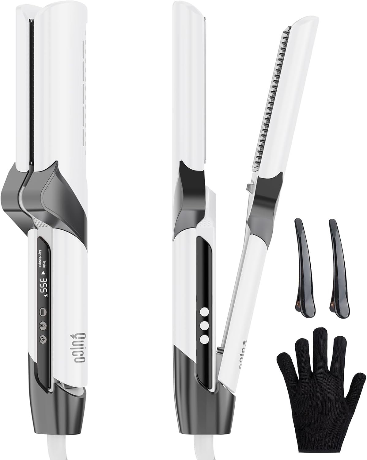 Quico Hair Blow Dryer Straightener, Ionic Wet to Dry Hair Straightener with High-Speed Airflow, Dual Voltage Wet Air Hair Straightener, 5 Temps & 100-240V Travel Air Straight, No Heat Damage, Classic