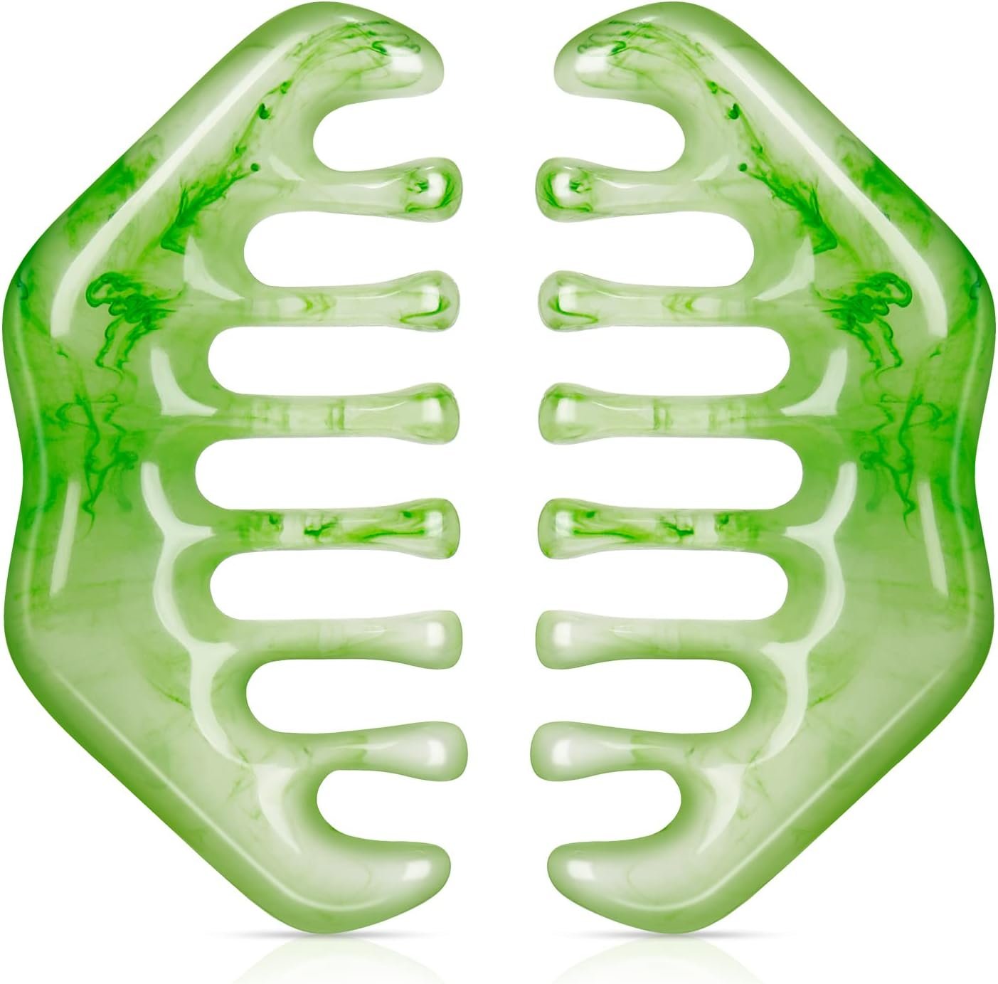 Geiserailie 2 Pcs Jade Combs Esthetician Supplies Massage Stone Hair Gua Sha Scraping Scalp Comb Facial Massage Tool Handheld Head Tools Head Caring Therapy for Women(Elegant Style)