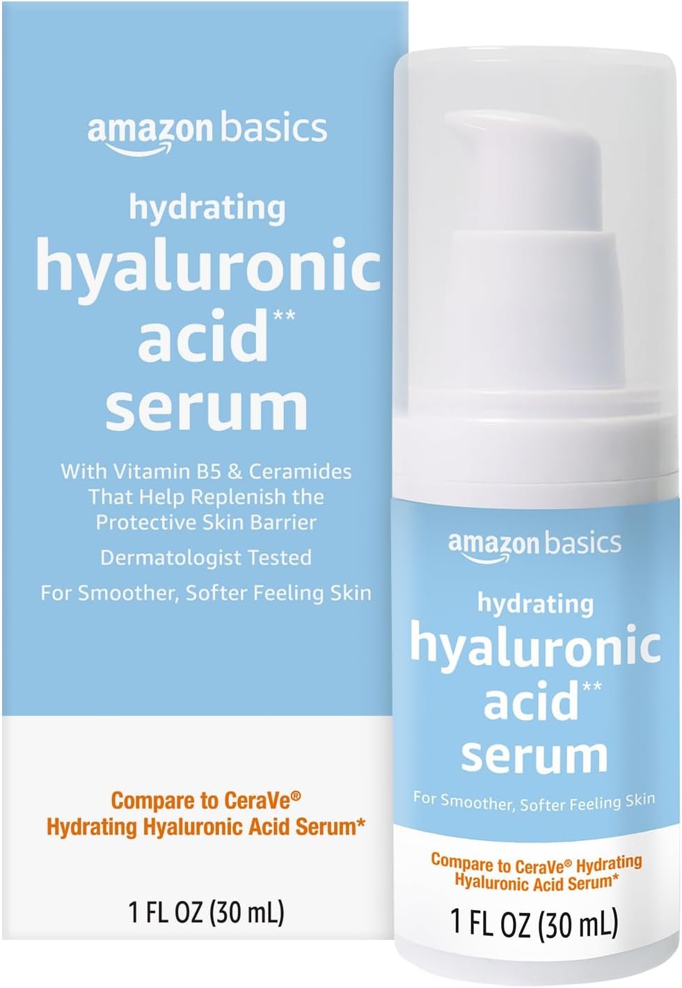 Amazon Basics Hydrating Hyaluronic Acid Serum with Essential Ceramides and Vitamin B, 1 Fluid Ounce