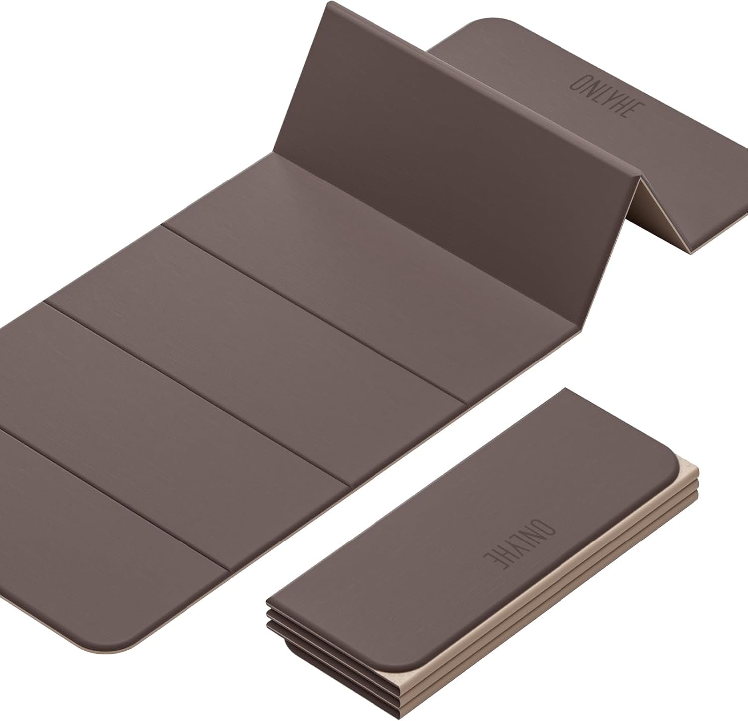 Foldable Yoga Mat Exercise Mat for Home Workout, Comfortable and Durable, 8mm Thick Portable Folding Mat, Non-Slip, Pilates Mat Thick, Outdoor Use, Meditation, Travel, Camping (71″x24″ x 0.3″) (Milk Coffee + Black) (Brown+Black)
