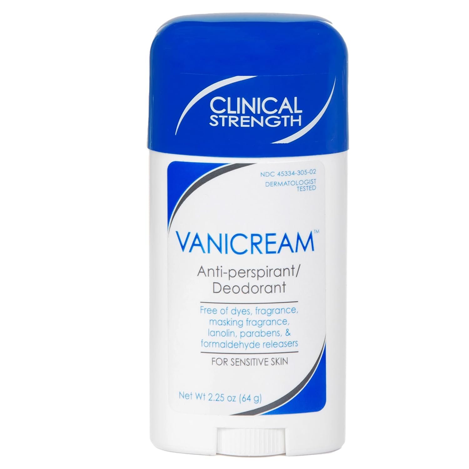 Vanicream Anti-Perspirant Deodorant for Sensitive Skin – 2.25 oz – Clinical-Strength Deodorant with 24-Hour Protection – Unscented