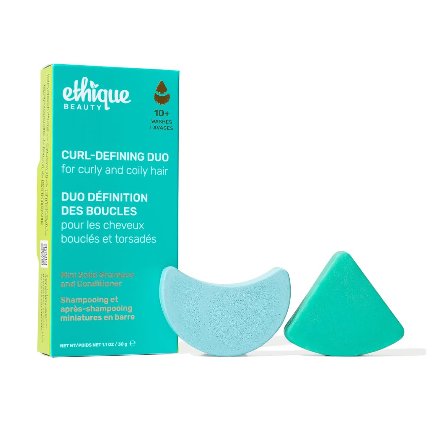 Ethique Beauty Mini Sampler Solid Shampoo & Conditioner Bar Set – Curl-Defining Shampoo & Conditioner with Shea Butter – Plastic-Free, Cruelty-Free, Vegan – Travel Size – 2 Pack