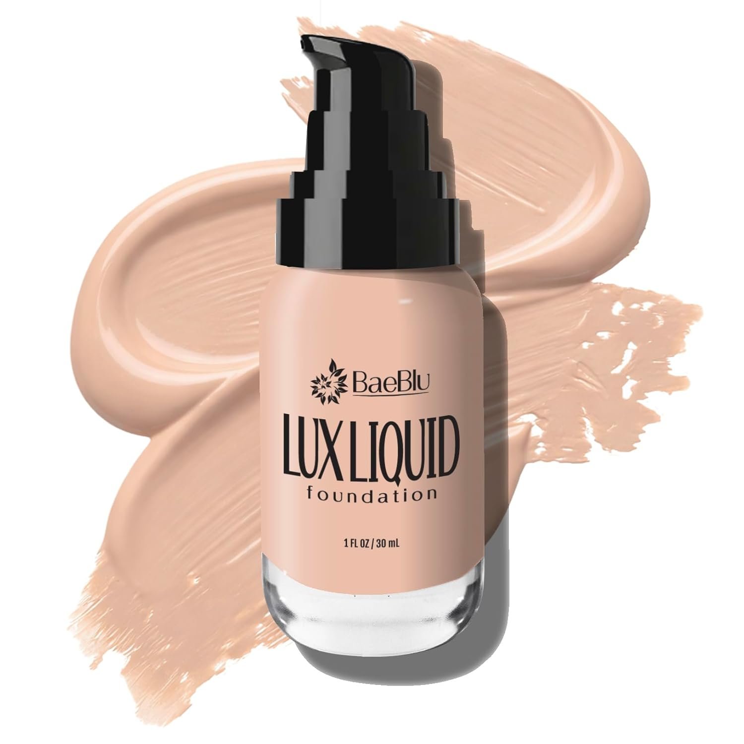 BaeBlu LUX Organic Liquid Foundation Makeup – 100% Natural Medium Coverage with Natural Finish – Vegan & Gluten-Free for All Skin Types, 1 fl oz, Cream