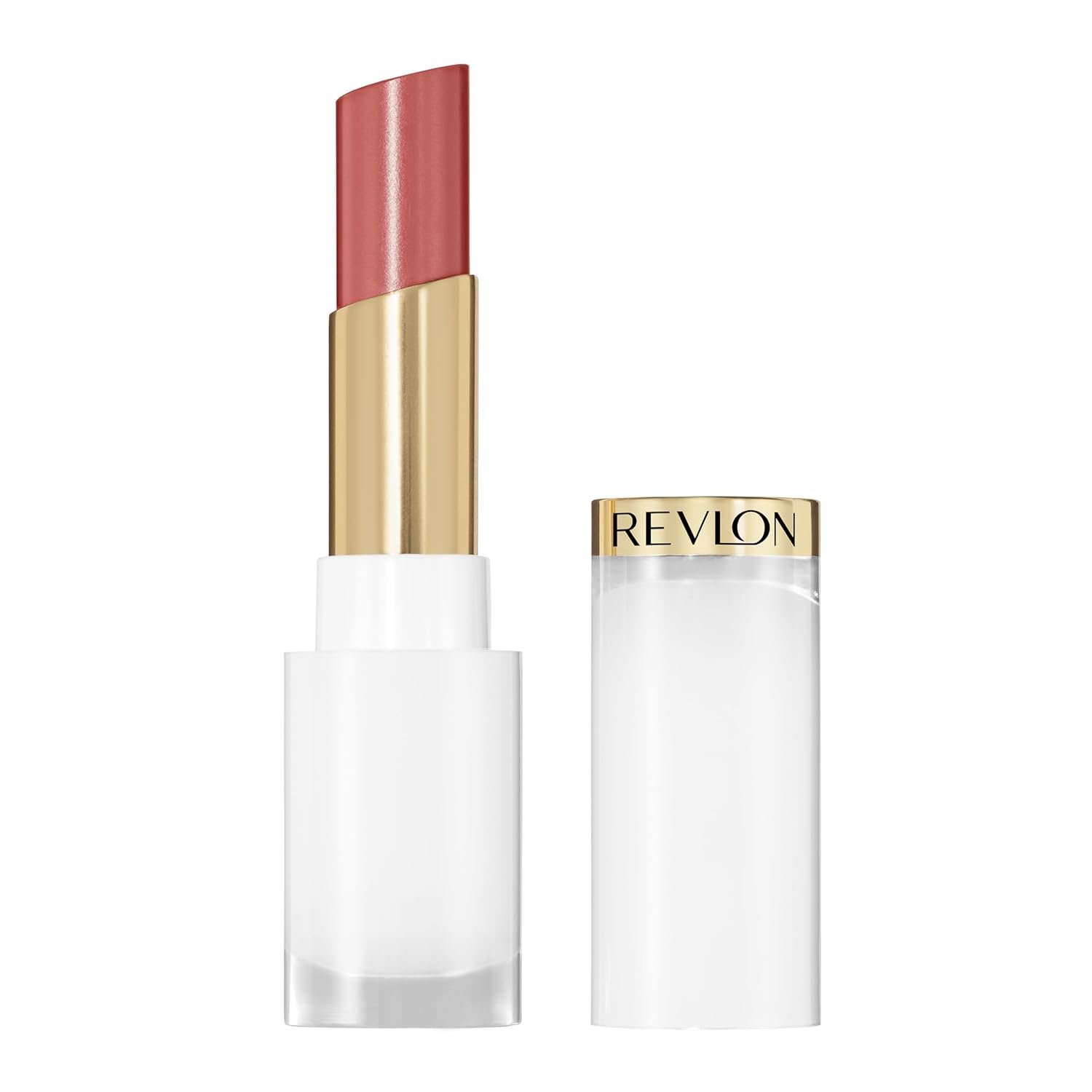 REVLON Super Lustrous Glass Shine Balm, Sheer Glossy Tinted Lip Balm, Hydrating Formula with Hyaluronic Acid, Aloe & Rose Quartz, 004 Nude Illuminator, 0.11 oz