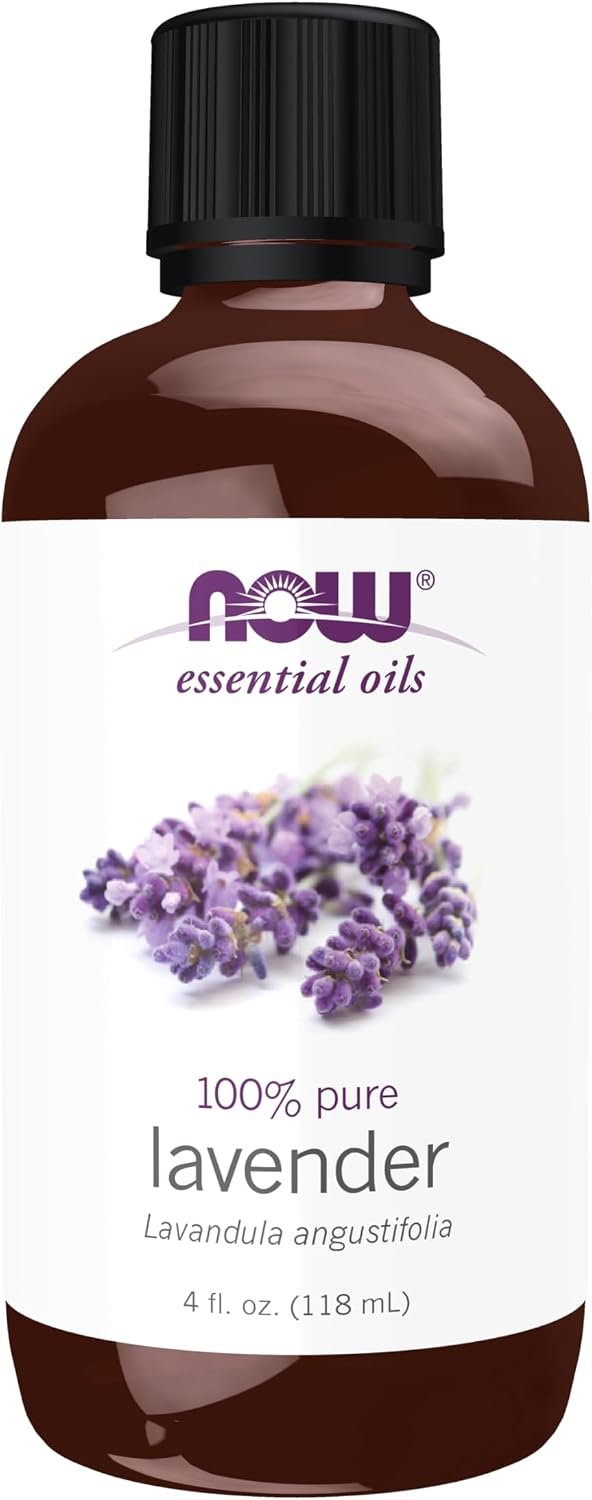 NOW Essential Oils, Lavender Oil, Soothing Aromatherapy Scent, Steam Distilled, 100% Pure, Vegan, Child Resistant Cap, 4-Ounce